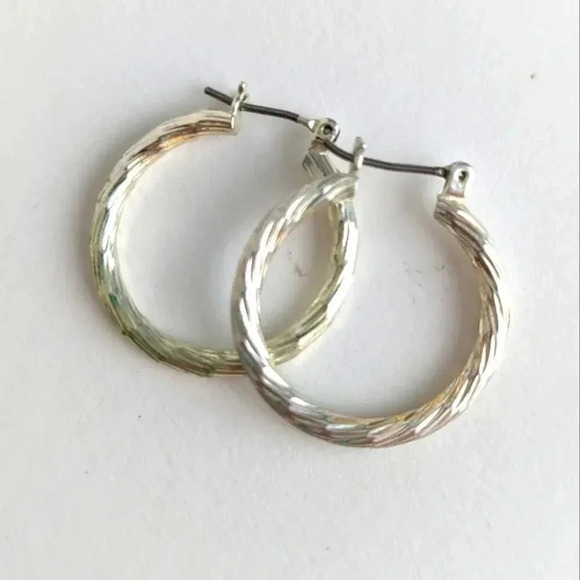 Silver Hoop Rope Earrings - Picture 1 of 2